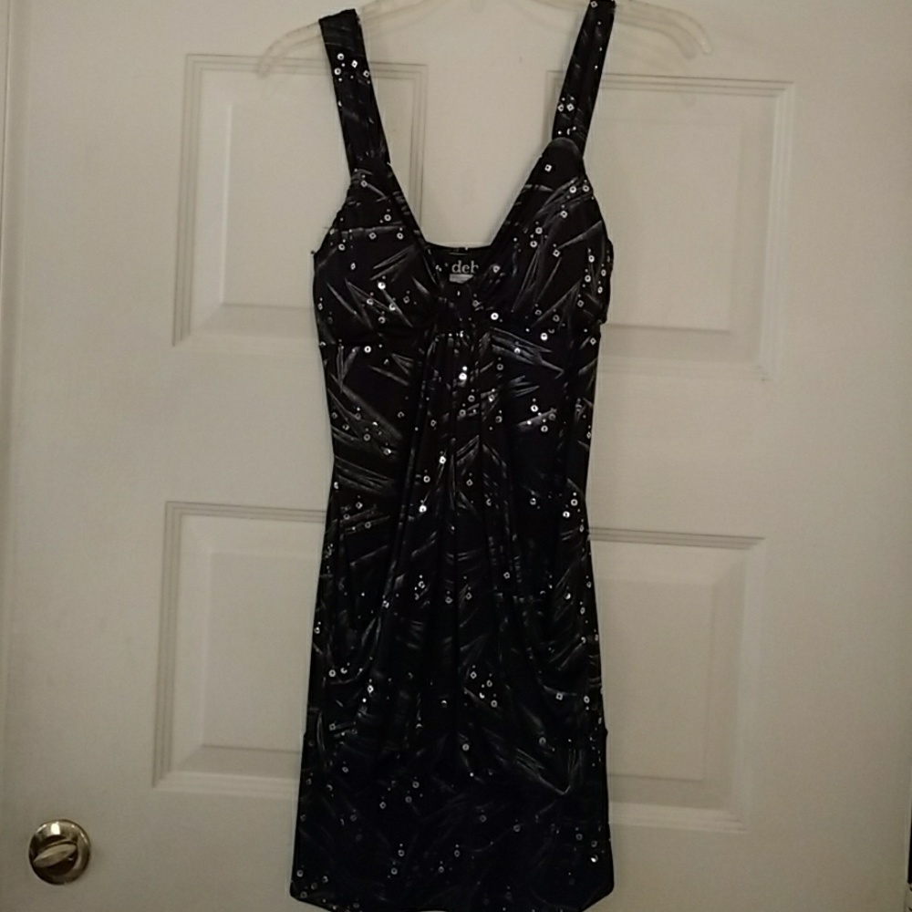 Short prom or formal dress.